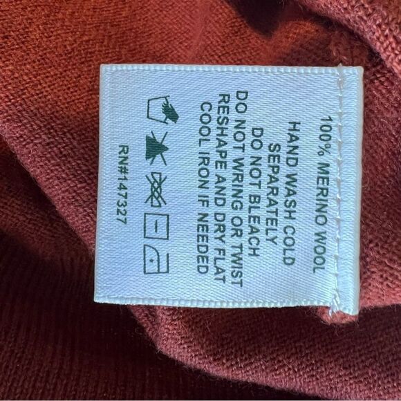 Alister Mackenzie NWT Merino Wool Men's Rust Sweater Long Sleeve V Neck - Picture 5 of 5
